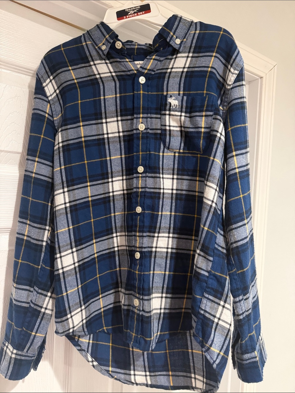 abercrombie kids Blue White Plaid Button-Up Shirt